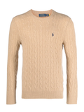 RALPH LAUREN Cable-Knit Wool-Cashmere Sweater Camel Melange