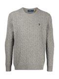 RALPH LAUREN Cable-Knit Wool-Cashmere Sweater Fawn Grey Heather