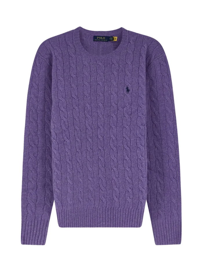 RALPH LAUREN Cable-Knit Wool-Cashmere Sweater Light Coronet Purple Heather