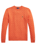 RALPH LAUREN Cable-Knit Wool-Cashmere Sweater Orange Jasper Heather
