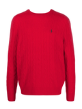 RALPH LAUREN Cable-Knit Wool-Cashmere Sweater Park Ave Red
