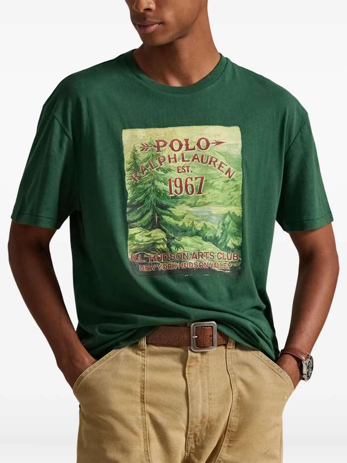 RALPH LAUREN Classic Fit Jersey Graphic T-Shirt Grass Green