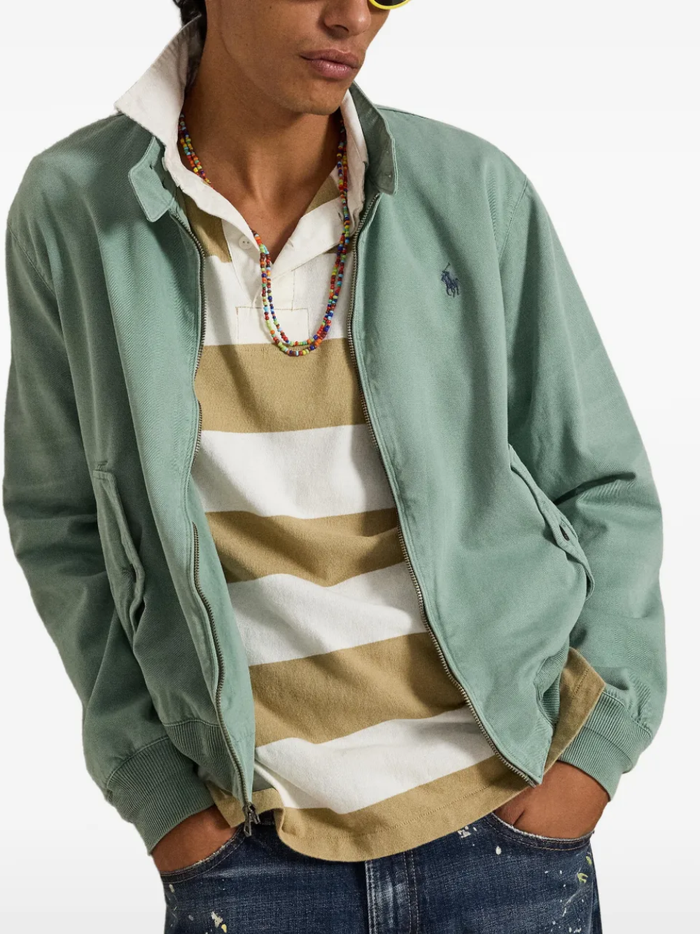 RALPH LAUREN Classic Fit Polo Bear Rugby Shirt RL Khaki/Trophy Cream