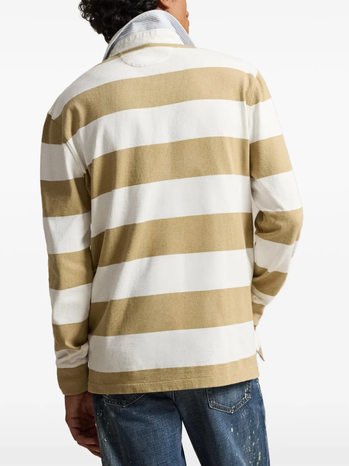 RALPH LAUREN Classic Fit Polo Bear Rugby Shirt RL Khaki/Trophy Cream