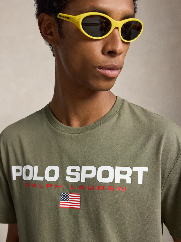 RALPH LAUREN Classic Fit Polo Sport Jersey T-Shirt Cruise Olive