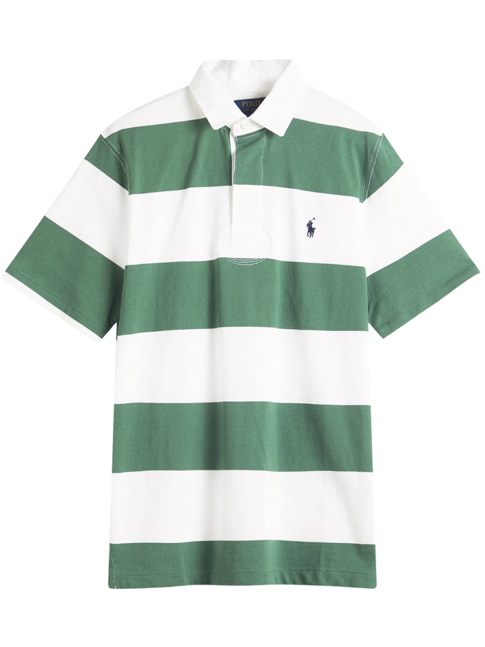 RALPH LAUREN Classic Fit Short-Sleeve Rugby Shirt Antique Green/White - MAISONDEFASHION.COM
