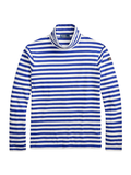 RALPH LAUREN Classic Fit Striped Rollneck Pullover Rugby Royal/White