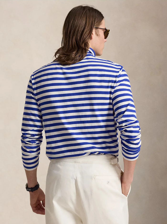 RALPH LAUREN Classic Fit Striped Rollneck Pullover Rugby Royal/White