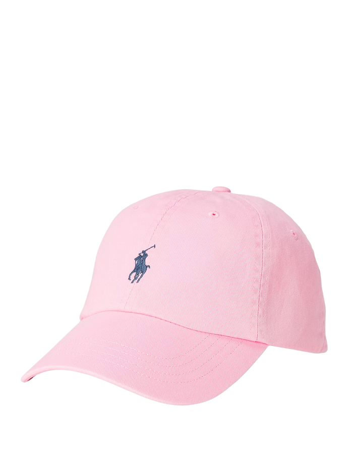 RALPH LAUREN Cotton Chino Baseball Cap Carmel Pink /Blue - MAISONDEFASHION.COM