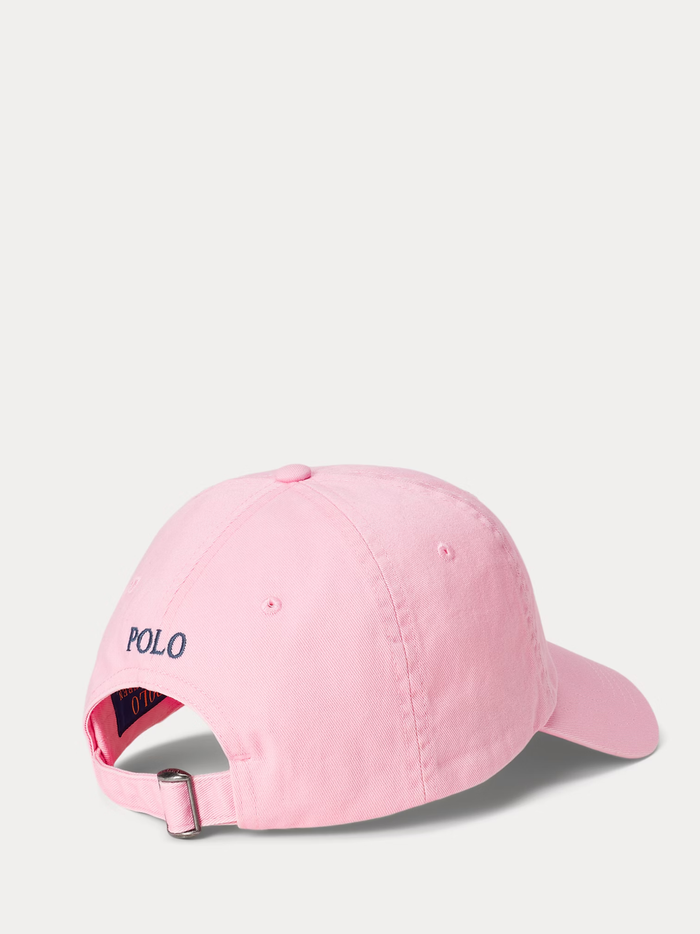 RALPH LAUREN Cotton Chino Baseball Cap Carmel Pink /Blue - MAISONDEFASHION.COM