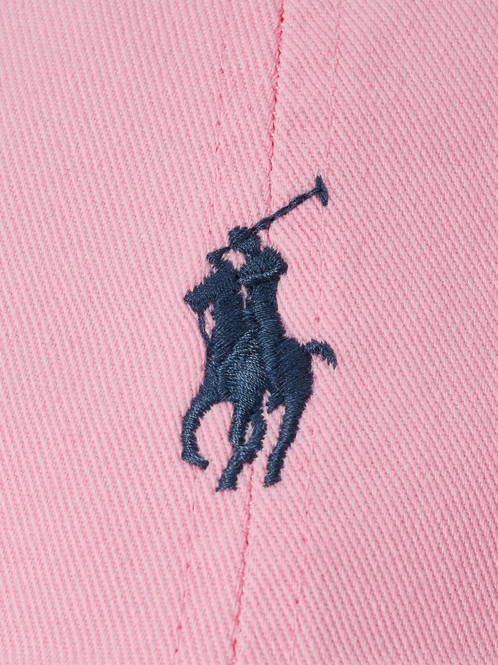 RALPH LAUREN Cotton Chino Baseball Cap Carmel Pink /Blue - MAISONDEFASHION.COM