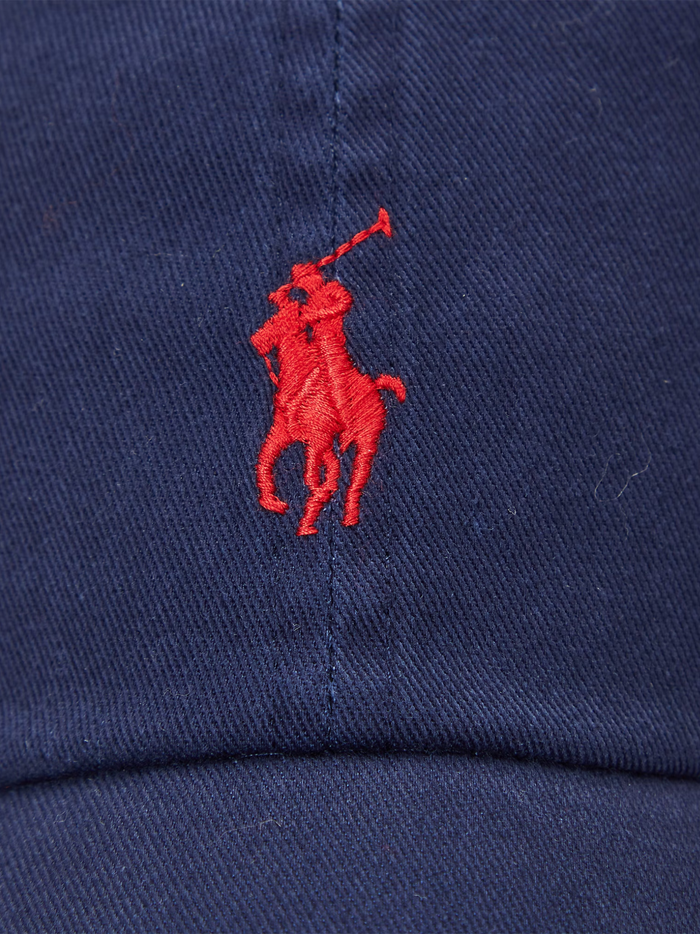 RALPH LAUREN Cotton Chino Baseball Cap Navy/Red - MAISONDEFASHION.COM