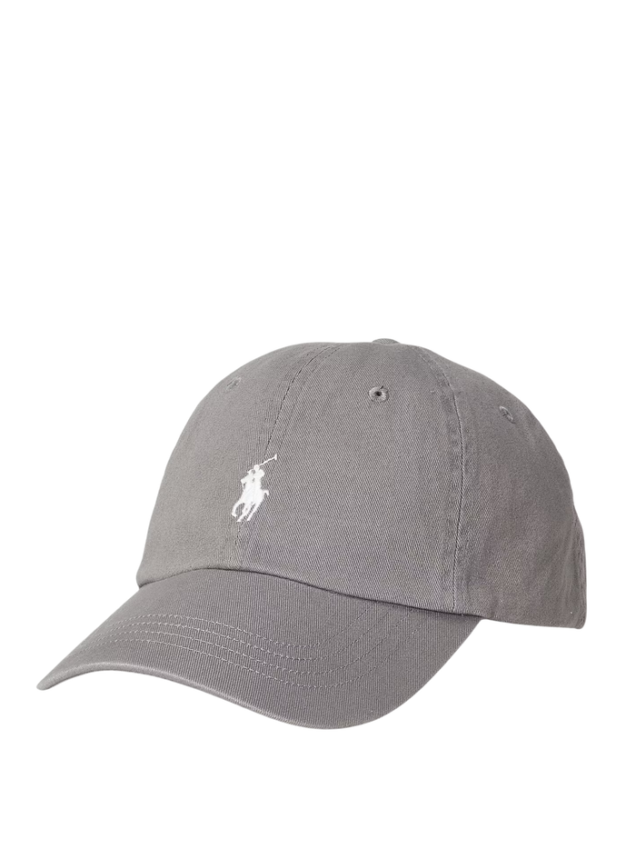 RALPH LAUREN Cotton Chino Baseball Cap Perfect Grey/White - MAISONDEFASHION.COM