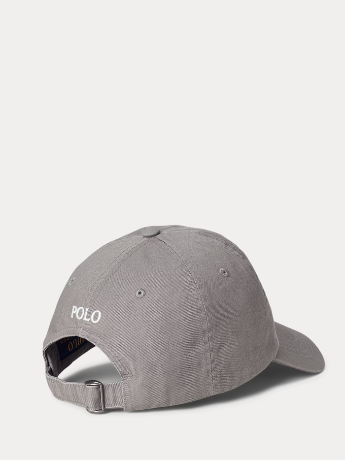 RALPH LAUREN Cotton Chino Baseball Cap Perfect Grey/White - MAISONDEFASHION.COM