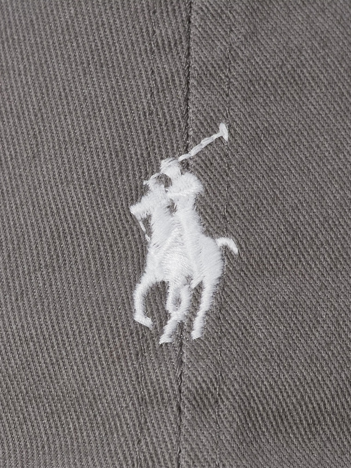RALPH LAUREN Cotton Chino Baseball Cap Perfect Grey/White - MAISONDEFASHION.COM