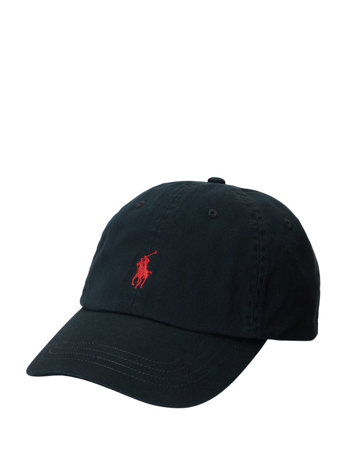 RALPH LAUREN Cotton Chino Baseball Cap Polo Black - MAISONDEFASHION.COM