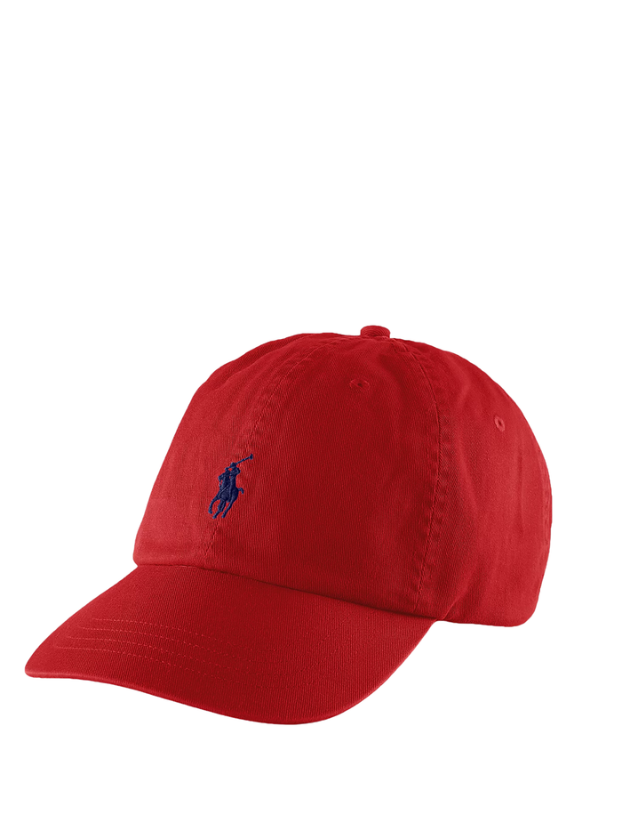 RALPH LAUREN Cotton Chino Baseball Cap Red/Blue - MAISONDEFASHION.COM