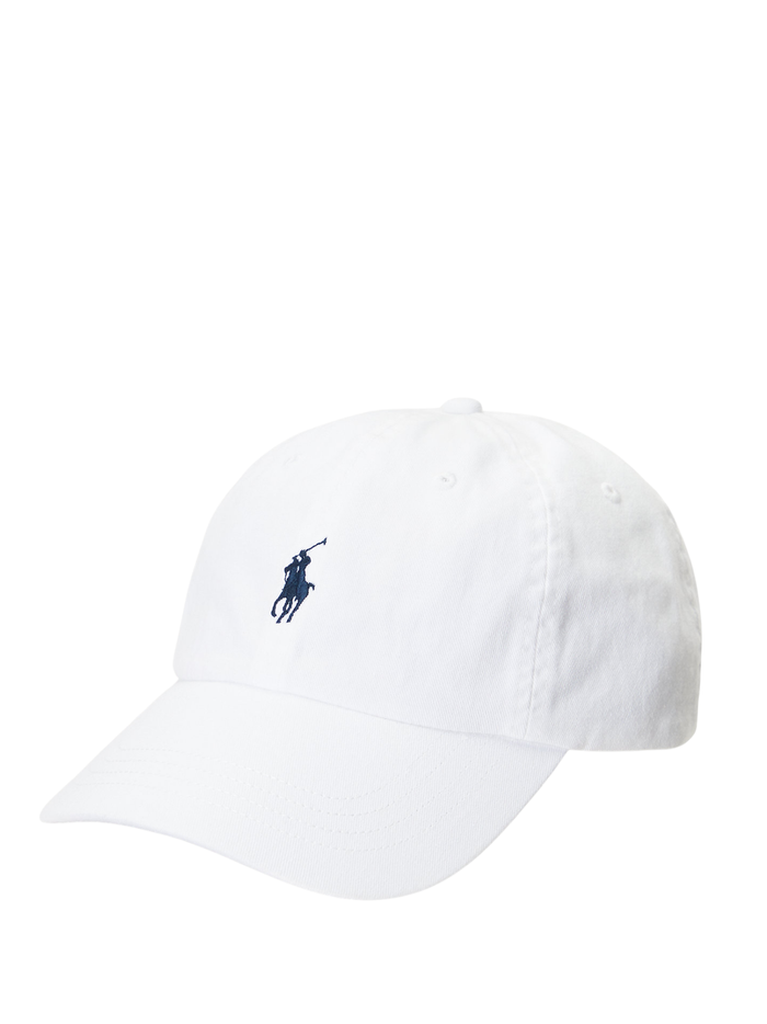 RALPH LAUREN Cotton Chino Baseball Cap White/ Newport Navy - MAISONDEFASHION.COM