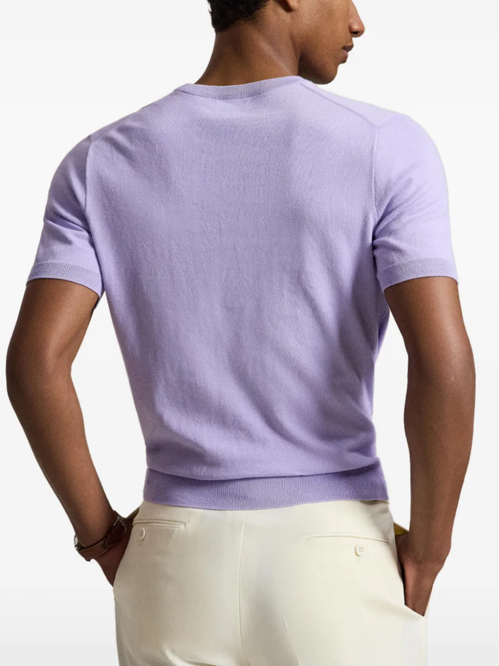 RALPH LAUREN Cotton Crewneck Short-Sleeve Sweater Powder Purple