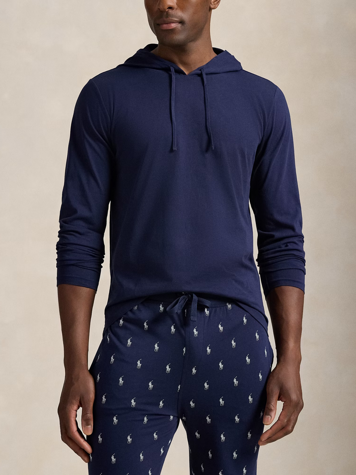 RALPH LAUREN Cotton Jersey Sleep Hoodie Cruise Navy - MAISONDEFASHION.COM