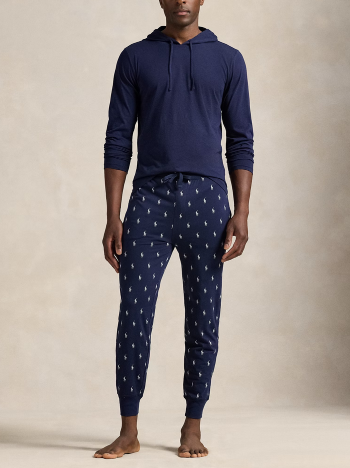 RALPH LAUREN Cotton Jersey Sleep Hoodie Cruise Navy - MAISONDEFASHION.COM