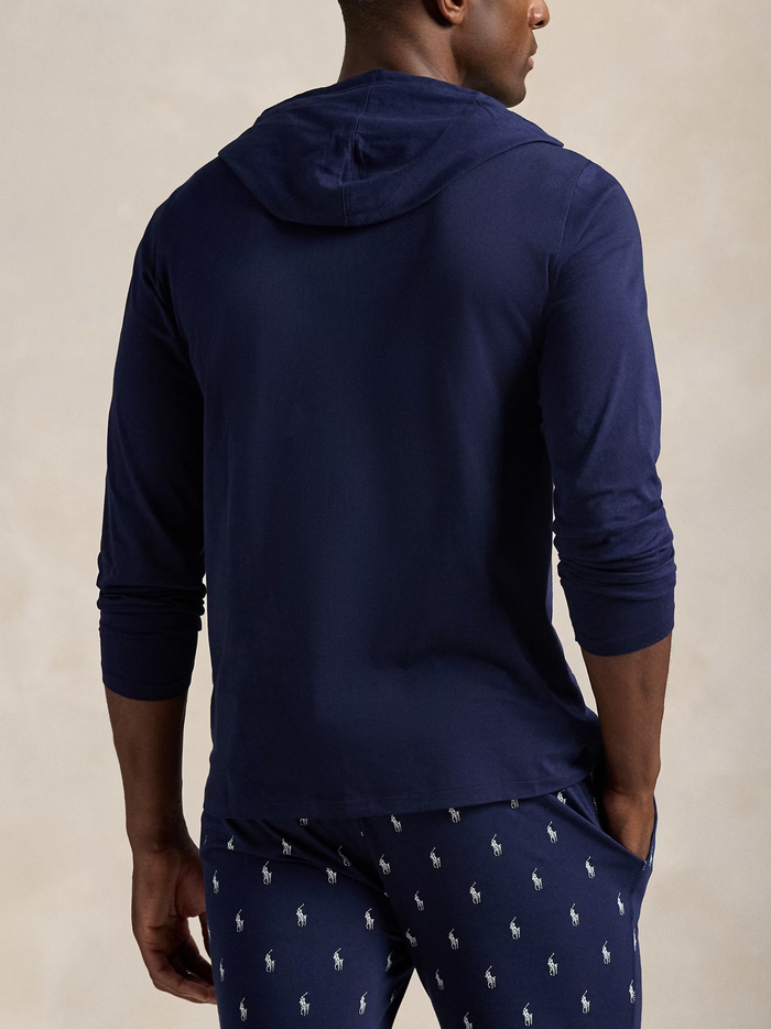 RALPH LAUREN Cotton Jersey Sleep Hoodie Cruise Navy - MAISONDEFASHION.COM