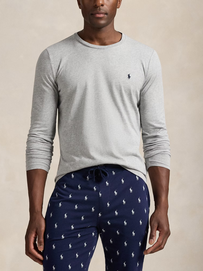RALPH LAUREN Cotton Jersey Sleep Shirt Andover Heather - MAISONDEFASHION.COM