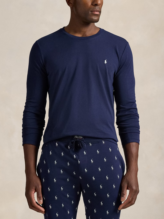RALPH LAUREN Cotton Jersey Sleep Shirt Cruise Navy - MAISONDEFASHION.COM