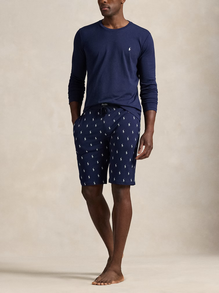 RALPH LAUREN Cotton Jersey Sleep Shirt Cruise Navy - MAISONDEFASHION.COM