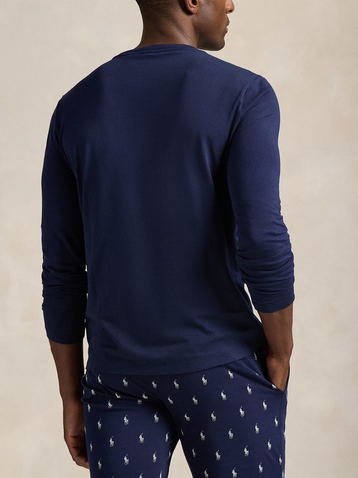 RALPH LAUREN Cotton Jersey Sleep Shirt Cruise Navy - MAISONDEFASHION.COM