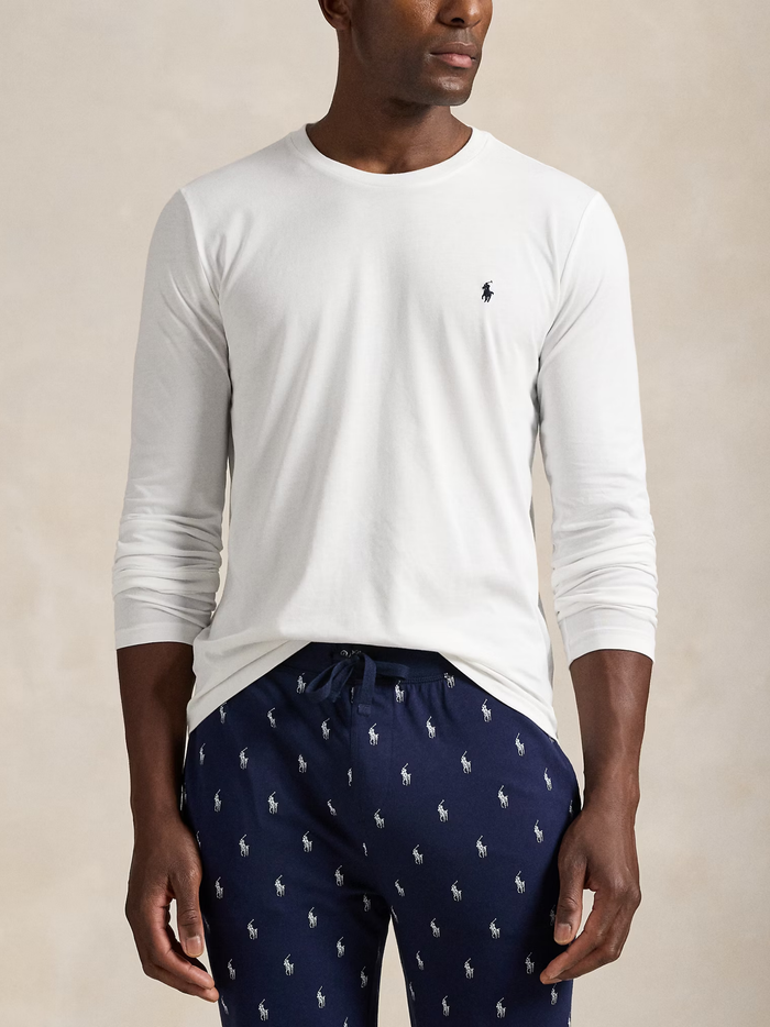 RALPH LAUREN Cotton Jersey Sleep Shirt White - MAISONDEFASHION.COM