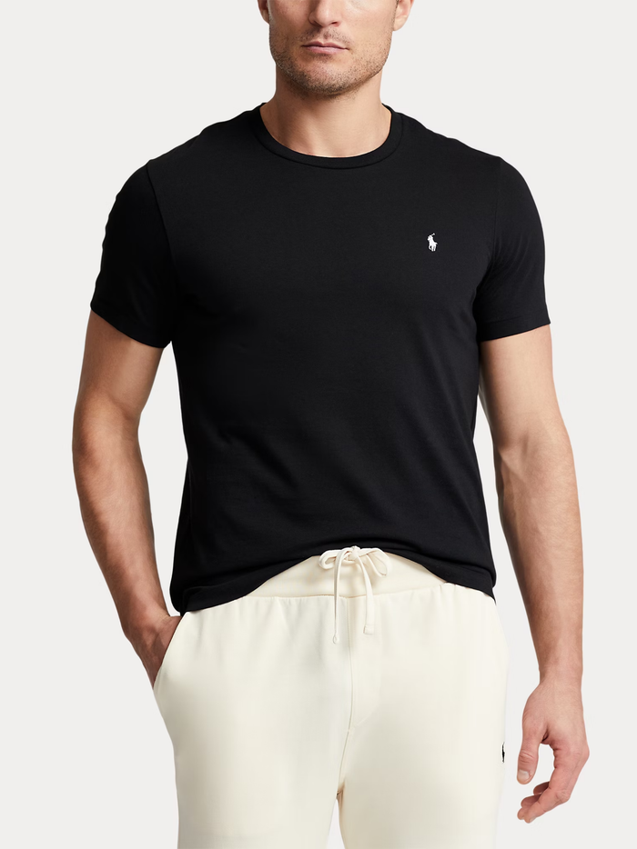 RALPH LAUREN Cotton Jersey Sleep T-shirt Polo Black - MAISONDEFASHION.COM