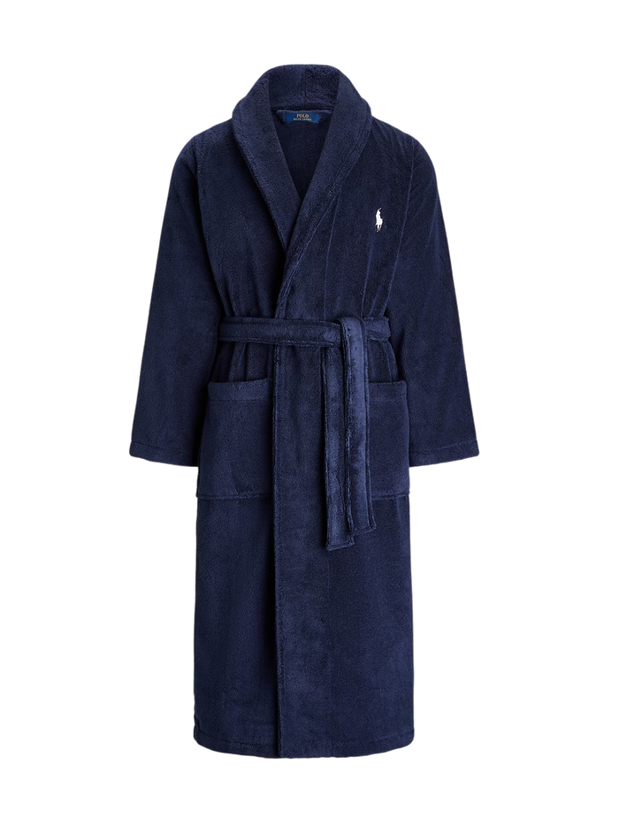 RALPH LAUREN Cotton Terry Robe Cruise Navy - MAISONDEFASHION.COM