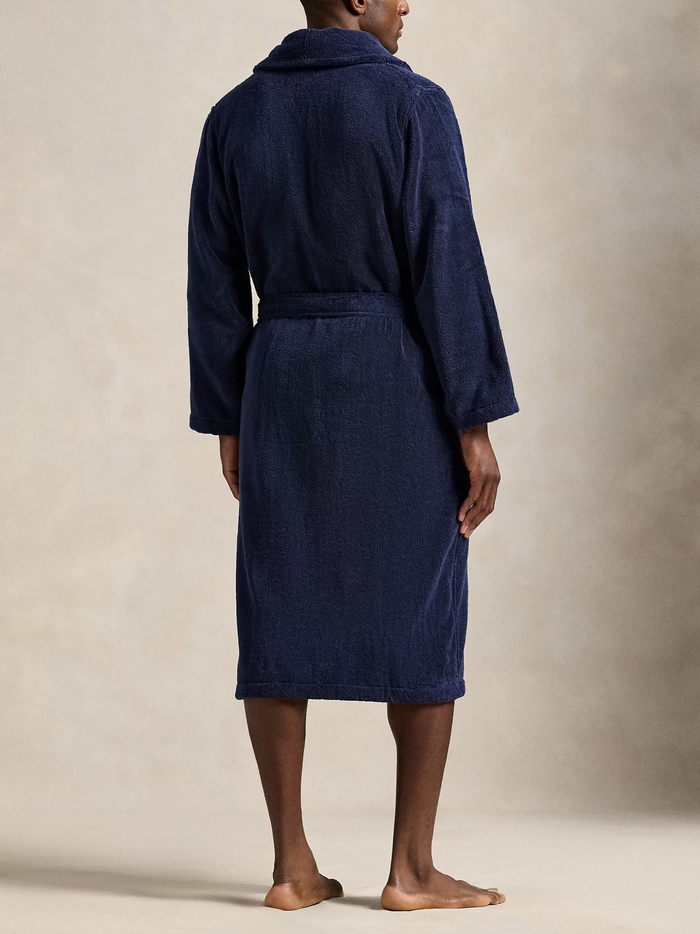RALPH LAUREN Cotton Terry Robe Cruise Navy - MAISONDEFASHION.COM
