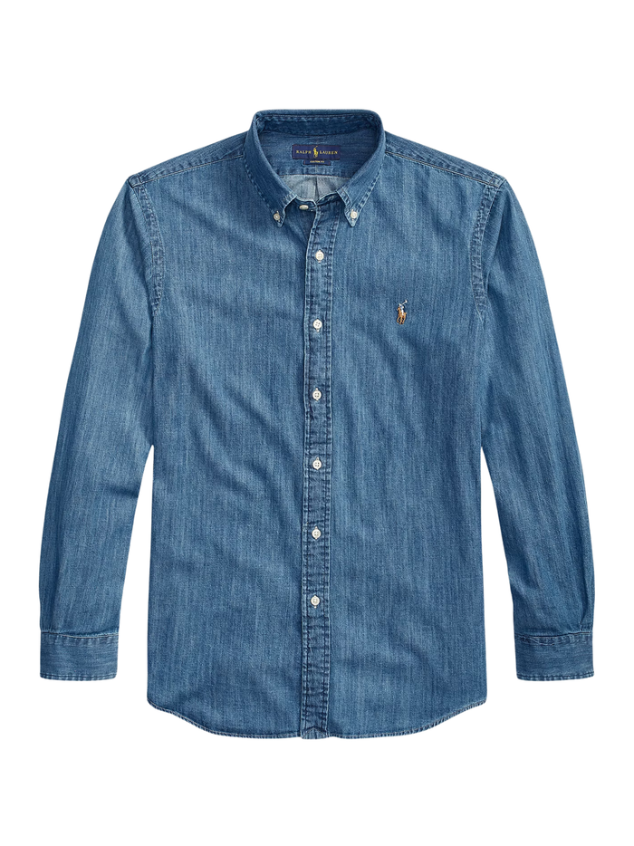 RALPH LAUREN Custom Fit Denim Shirt Denim - MAISONDEFASHION.COM