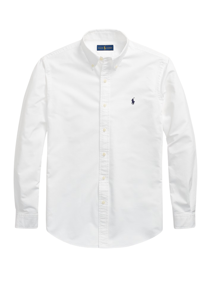RALPH LAUREN Custom Fit Garment-Dyed Oxford Shirt White - MAISONDEFASHION.COM