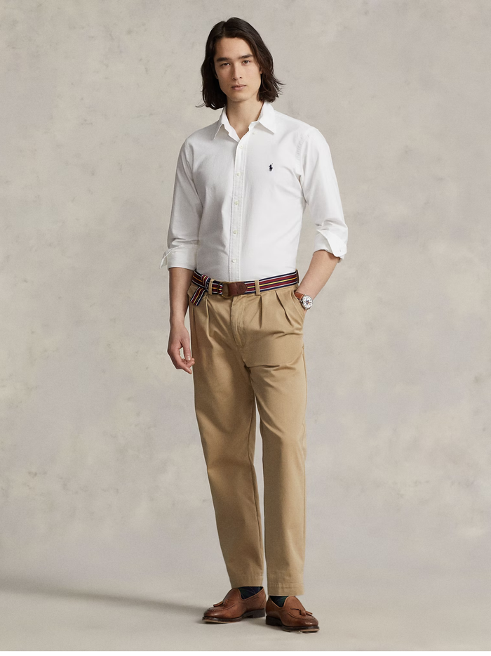 RALPH LAUREN Custom Fit Garment-Dyed Oxford Shirt White - MAISONDEFASHION.COM