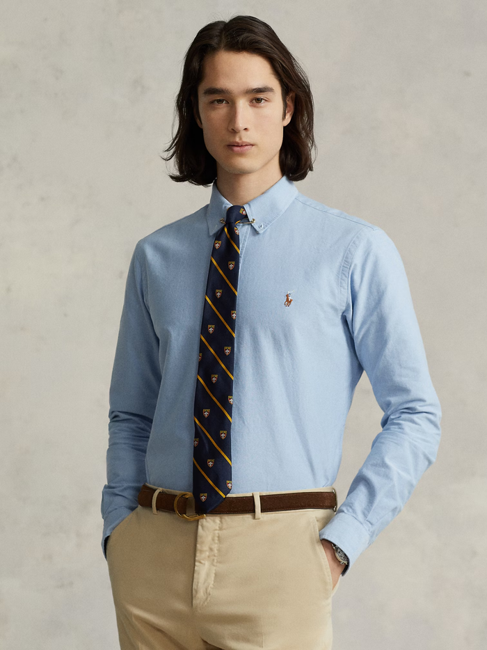 RALPH LAUREN Custom Fit Oxford Shirt Blue - MAISONDEFASHION.COM