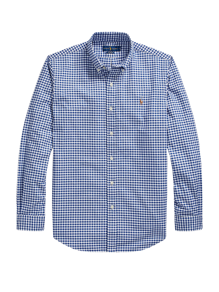 RALPH LAUREN Custom Fit Oxford Shirt Blue/White Gingham - MAISONDEFASHION.COM