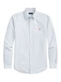 RALPH LAUREN Custom Fit Oxford Shirt Blue/White Stripe - MAISONDEFASHION.COM