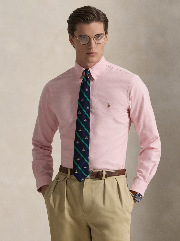 RALPH LAUREN Custom Fit Oxford Shirt Pink - MAISONDEFASHION.COM