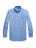 RALPH LAUREN Custom Fit Stretch Poplin Shirt Blue End On End - MAISONDEFASHION.COM