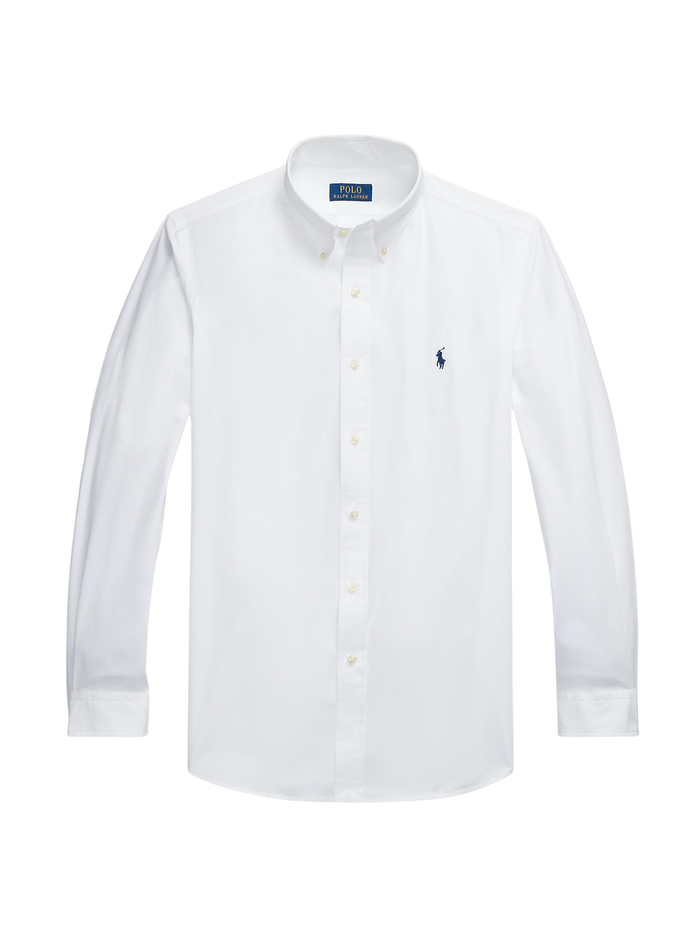 RALPH LAUREN Custom Fit Stretch Poplin Shirt White - MAISONDEFASHION.COM