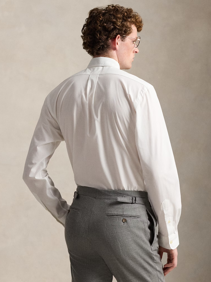 RALPH LAUREN Custom Fit Stretch Poplin Shirt White - MAISONDEFASHION.COM