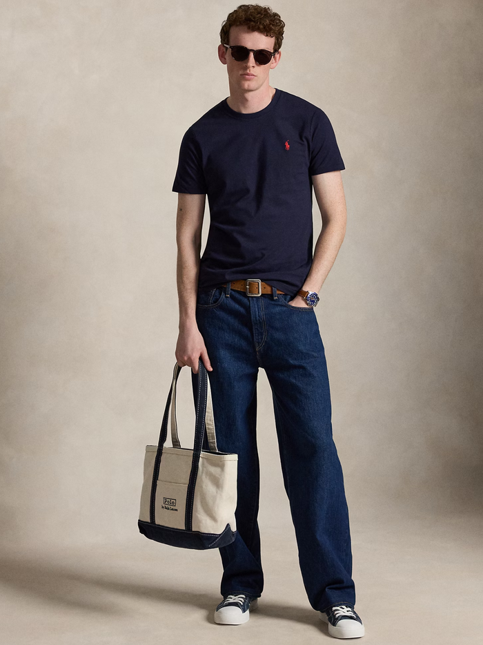 RALPH LAUREN Custom Slim Fit Jersey Crewneck T-Shirt Ink - MAISONDEFASHION.COM