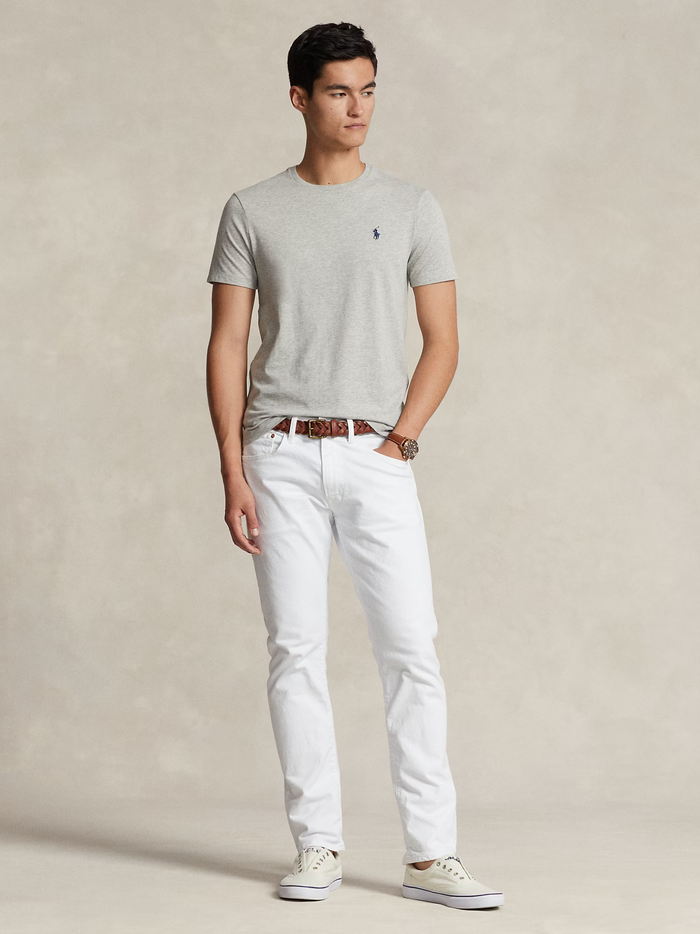 RALPH LAUREN Custom Slim Fit Jersey Crewneck T-Shirt New Grey Heather - MAISONDEFASHION.COM