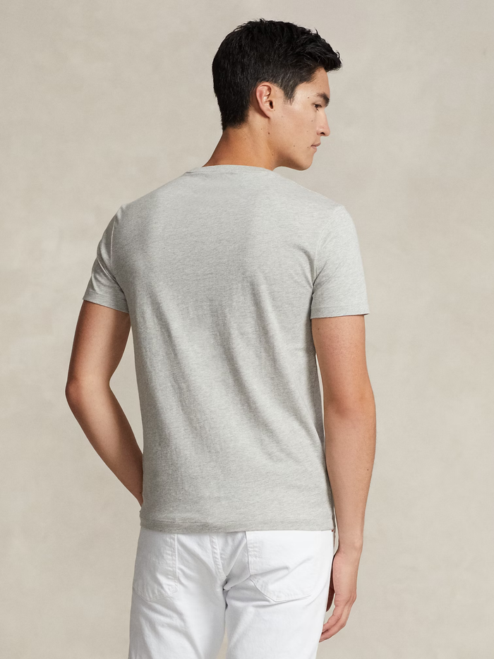 RALPH LAUREN Custom Slim Fit Jersey Crewneck T-Shirt New Grey Heather - MAISONDEFASHION.COM