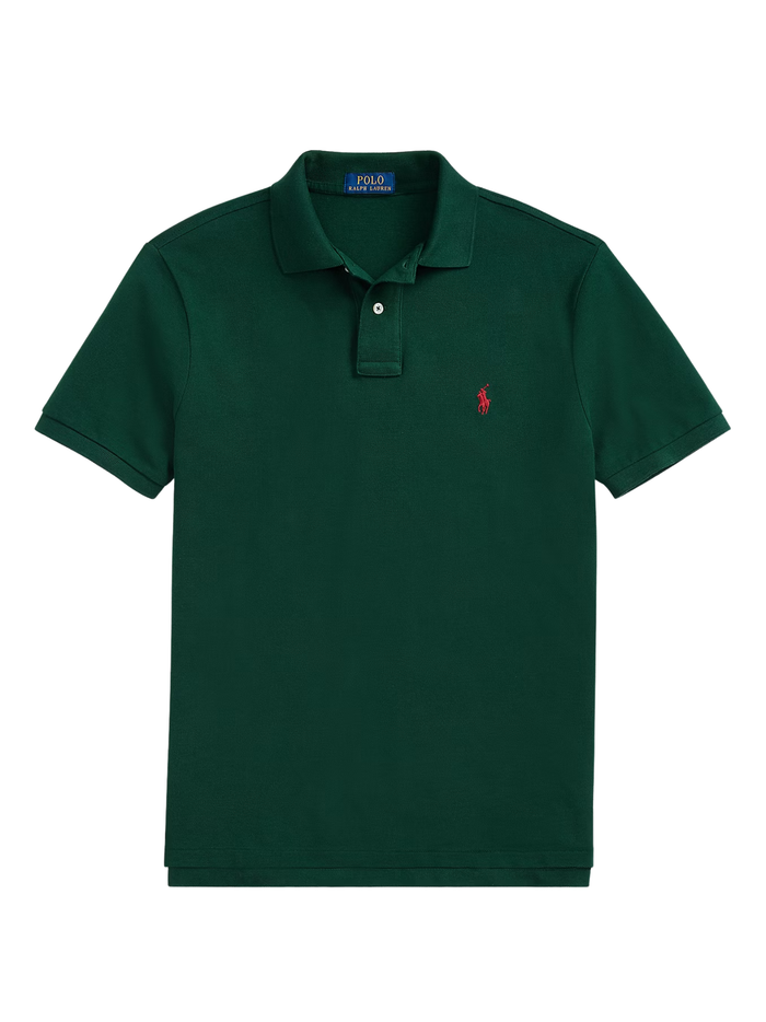 RALPH LAUREN Custom Slim Fit Mesh Polo College Green - MAISONDEFASHION.COM