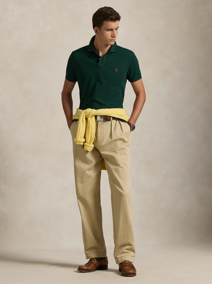 RALPH LAUREN Custom Slim Fit Mesh Polo College Green - MAISONDEFASHION.COM