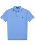 RALPH LAUREN Custom Slim Fit Mesh Polo Shirt Bristol Blue